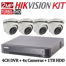 2MP TurboHD Hikvision System KIT: 4CH DVR + 4x Cameras + 1TB HDD
