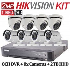 2MP TurboHD Hikvision System KIT: 8CH DVR + 8x Cameras + 2TB HDD