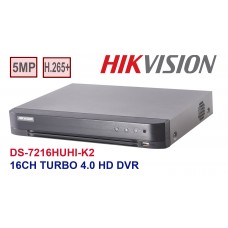 HIKVISION DS-7216HUHI-K2 16CH TURBO 4.0 DVR, 8MP TVI, 6MP IP, H.265 4K HDMI, 2xHDD Slots